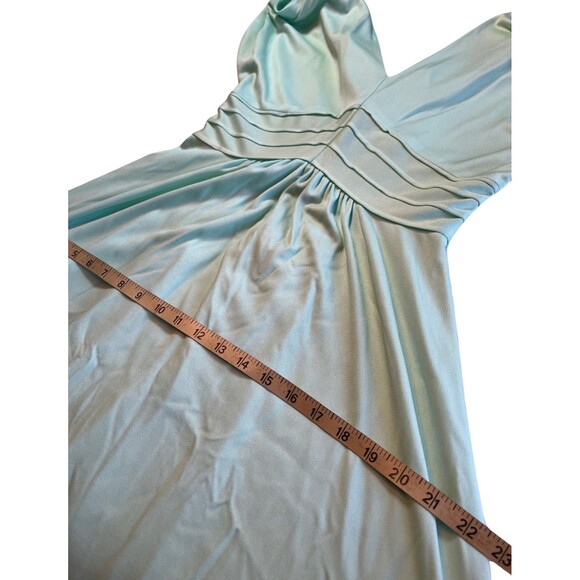 Vintage‎ 70s Dress Evening Gown Mint Green Long Maxi V Neck Empire Waist Flowy S - Picture 8 of 16